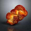 Fluffy Freshly Baked Golden Braided Bread With Toasted Sesame Seeds
