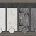 Contemporary Wall Paneling Design With Textured Surfaces And Decorative Stone Balls 3d model