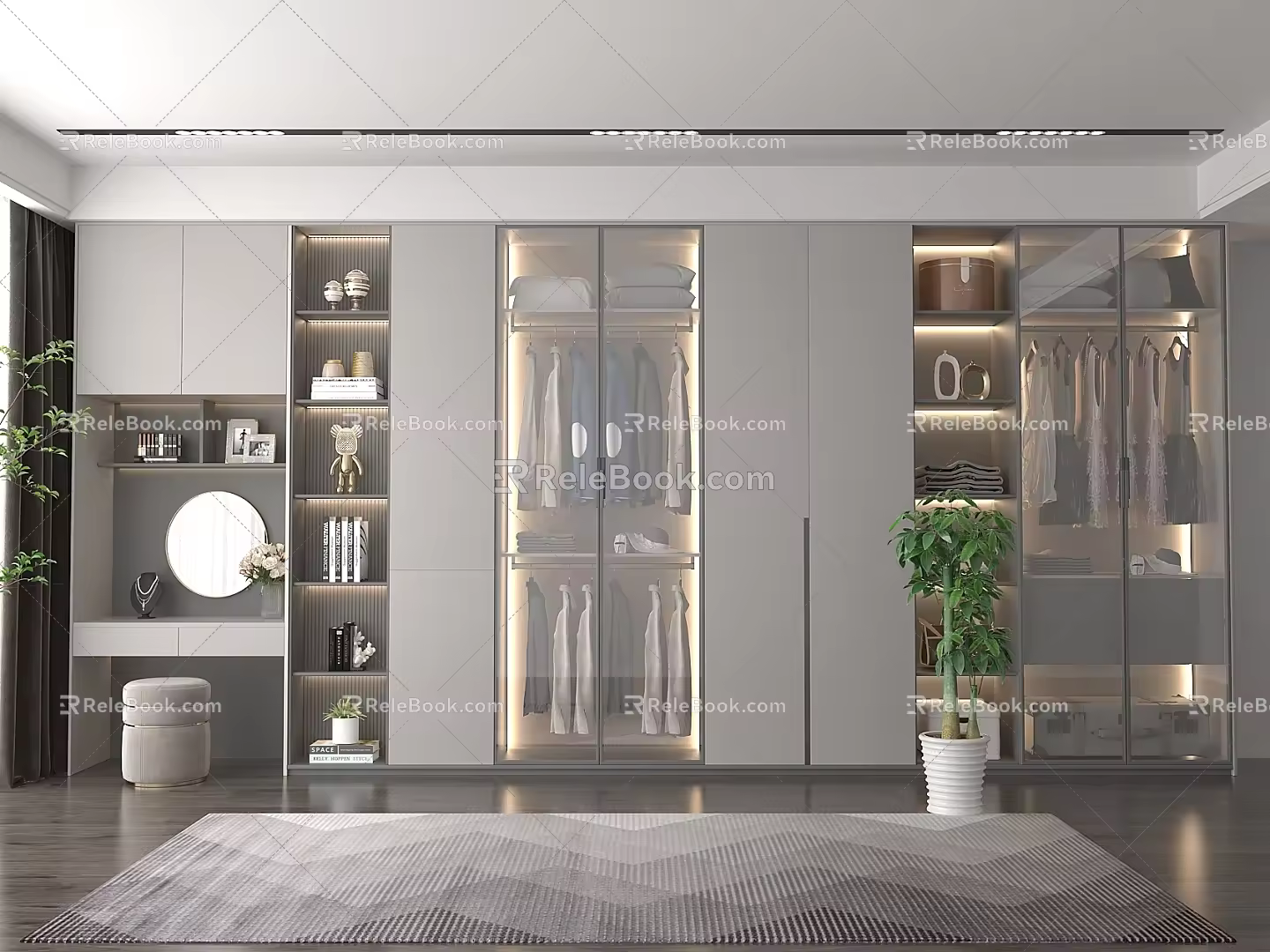 Modern Wardrobe Simple Wardrobe Dressing Table 3d model