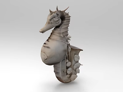 Artistic Seahorse Shaped Decorative Ornament Set With Saxophone Elements For Home Decor 3d model