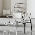 Modern Leisure Chairs With Sleek Metal Frame And Woven Seat Back Design