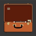 Orange Suitcase Portable Record Player With Red Interior Lining And Vinyl Record 3d model