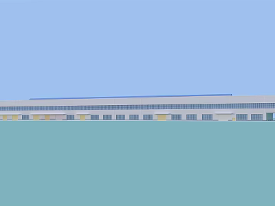 Large Modern Industrial Factory Building With Metal Structure And Multiple Glass Windows 3d model