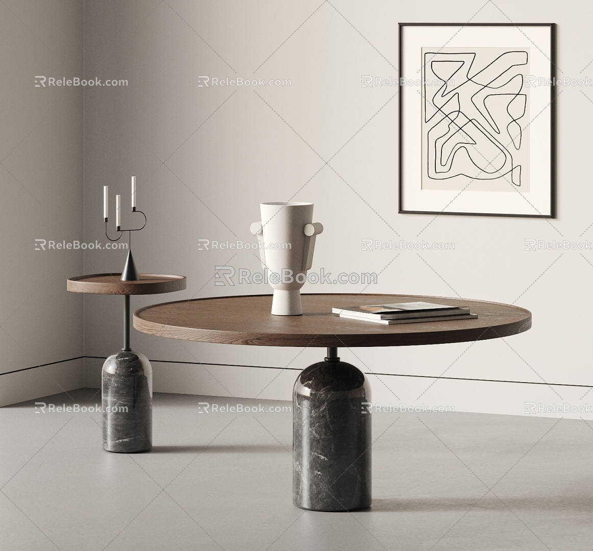 Prada Middle and Ancient Style Tea Table Combination Pumple Style Nordic Mother and Son Tea Table Solid Wood Tea Table Luxury Stone Tea Table 3d model