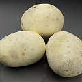 Three Fresh White Potatoes on Gray Background for Healthy Cooking Ingredients