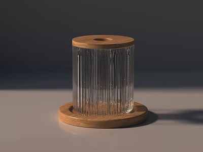 Transparent Glass Tea Set With Wooden Base And Lid Modern Minimalist Design 3d model