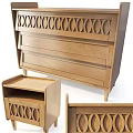 Wooden Dresser With Circular Pattern Design And Multiple Styles In Natural Finish
