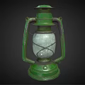 Vintage Green Candle Lamp with Metal Frame and Glass Shade Classic Design