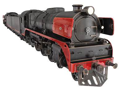 Vintage Black and Red Steam Train Model with Classic Design Details 3d model