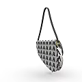 Stylish Bag With Black Strap Repeating A Letters And Eiffel Tower Charm 3d model