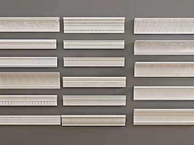Gypsum Cornices Showcasing Various Decorative Patterns And Styles For Interior Decoration 3d model