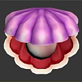 Beautiful Open Pink And Purple Shellfish Shell With Shiny Pearl Inside 3d model