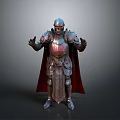 Silver Decorative Armor Statue With Red Cape For Home Living Room Decor