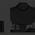 Elegant Display Shelf Showcasing Luxury Gold Jewelry Necklace Earrings and Ring