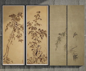 New Chinese Style Decorative Hanging Painting 3d model