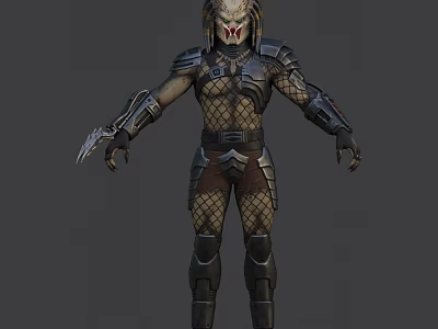 Futuristic Game Movie Character With Battle Armor Mask Net Suit And Claw Hands 3d model