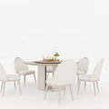 Elegant Modern Dining Table Set With Round Table Upholstered Chairs And Metal Legs 3d model