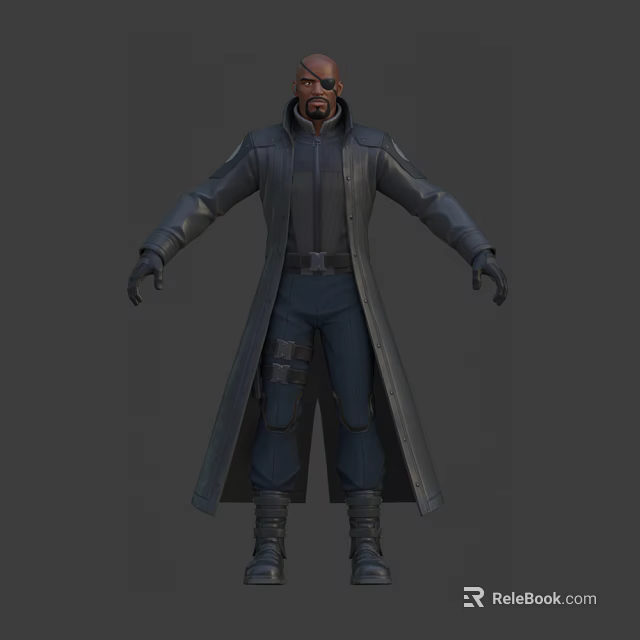 Game and Movie Character in Long Dark Coat Blue Pants and Gloves 3D Model Design 3d model 