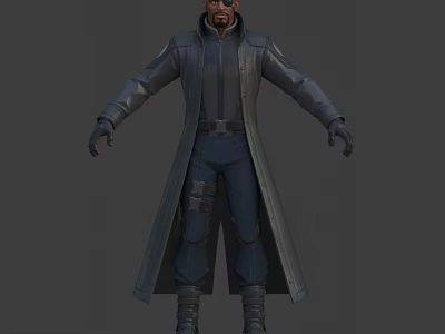 Game and Movie Character in Long Dark Coat Blue Pants and Gloves 3D Model Design 3d model