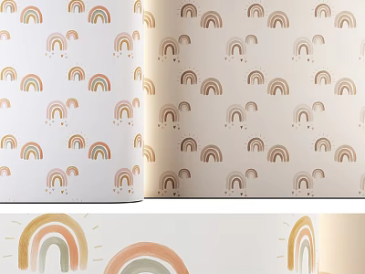 Rainbow Decorative Elements With Soft Color Repeating Pattern On White Background Design 3d model