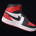 Stylish High Top Sneakers Red Black White Colorway With Red Sole And Nike Logo Design