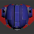 Cartoon Style Optimus Prime Head Model With Blue Red Gray And Glowing Eyes