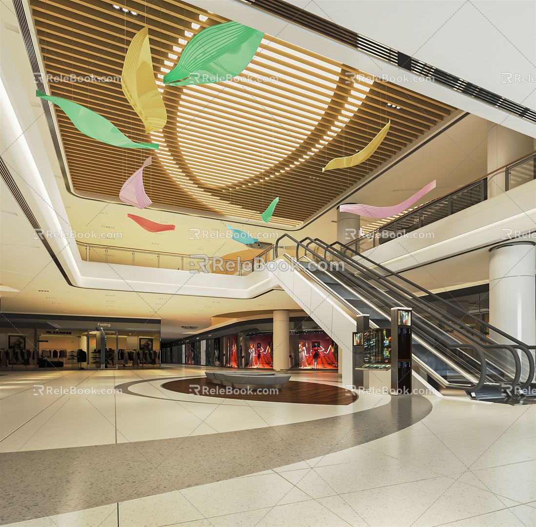 Modern Atrium Shopping Mall Atrium Shopping Mall Lobby Shopping Mall Escalator Sightseeing Elevator Atrium View 3d model