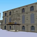 European Architecture Design With Arched Windows Clock Tower And Modern Glass Curtain Wall