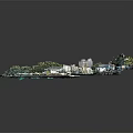 Detailed Modern Coastal City Model Featuring Buildings Green Areas And Seaside Roads