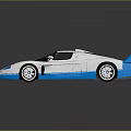 Silver Sports Car with Blue Rear Wing Sleek Aerodynamic Design and Shiny Reflective Surface