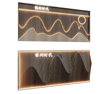 New Chinese background wall Grille background wall 3d model