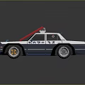Blue And White Police Car Block Model With Red Emergency Lights And Number 24