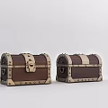 Vintage Decorative Treasure Chests With Metal Rivets And Leather Straps
