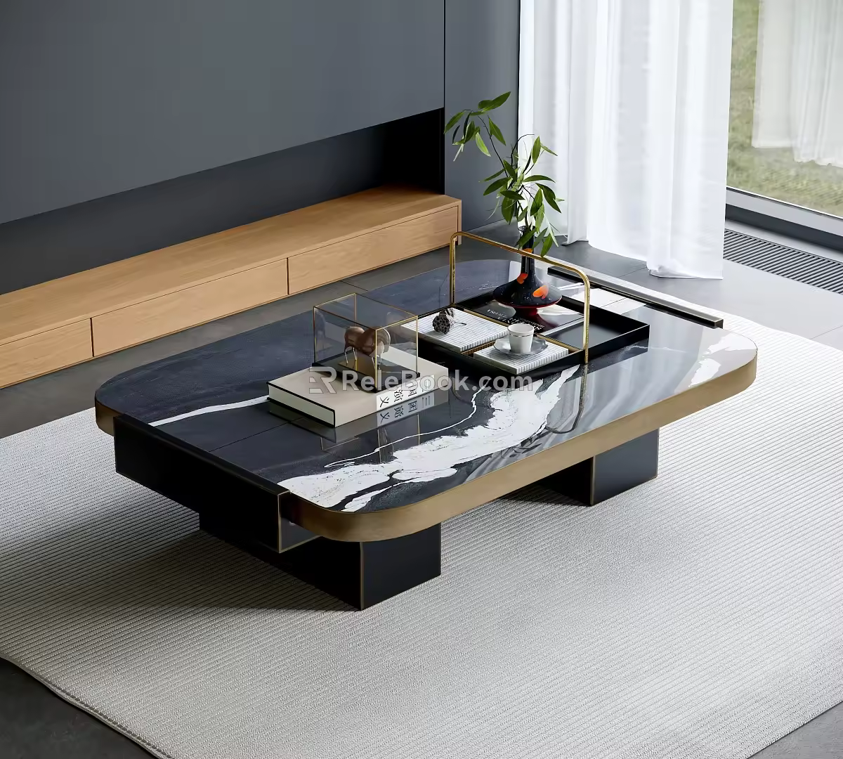 Modern Light Luxury Coffee Table Marble Coffee Table Rectangular Coffee Table Coffee Table Ornaments Shaped Coffee Table 3d model