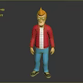 Cartoon Man With Golden Hair Red Jacket White Shirt Blue Pants And Green Shoes