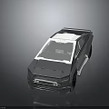 Futuristic 3D Car Model With Geometric Design Sleek Exterior And Transparent Windows