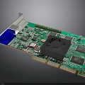 Electronic Circuit Board With Cooling Fan Multiple Chips And Green PCB Components