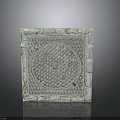 Square Manhole Cover With Stone Border And Detailed Circular Patterned Urban Design