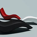 Modern Curved Lounge Chair Design In Black Red And White Colors