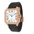 Luxury Rose Gold Square Dial Watch With Black Crocodile Leather Strap And Roman Numerals