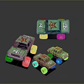 Green Toy Cars With Red Star Design And Military Style Details