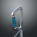 Durable Metal Carabiner With Blue Spring Locking Mechanism And Smooth Surface Reflection 3d model