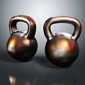 Two Shiny Metal Kettlebells Fitness Equipment for Strength Training and Workout