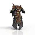 Ancient Warrior Armor With Golden Decorations Spikes And Ornate Green Gold Design