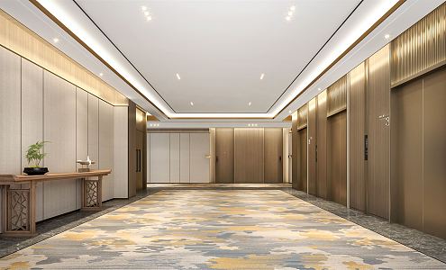 Light Luxury Elevator Hall 3d model