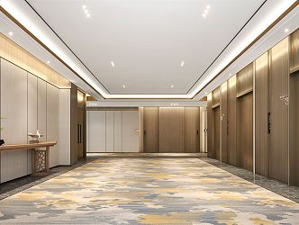 Light Luxury Elevator Hall 3d model