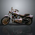 Vintage Style Motorcycle With Pink Chrome Accents Black Leather Seat And Shiny Engine Details