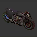 Futuristic Motorcycle Design With Black Body Exposed Engine And Blue Light Effects 3d model