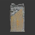 Old Damaged Stone Pillar Featuring Rough Gray And Yellow Weathered Surface Texture