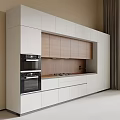 Modern Kitchen Interior With White And Wooden Cabinets Oven And Stove